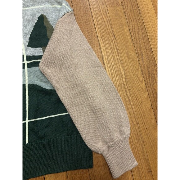 STAUD Cabin Intarsia Sweater Wool Blend Forest Window Tree Outdoors Knit Crew S - Picture 6 of 8